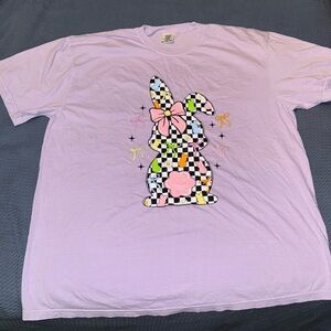 Comfort Colors Pastel Checkered Easter Bunny Tee